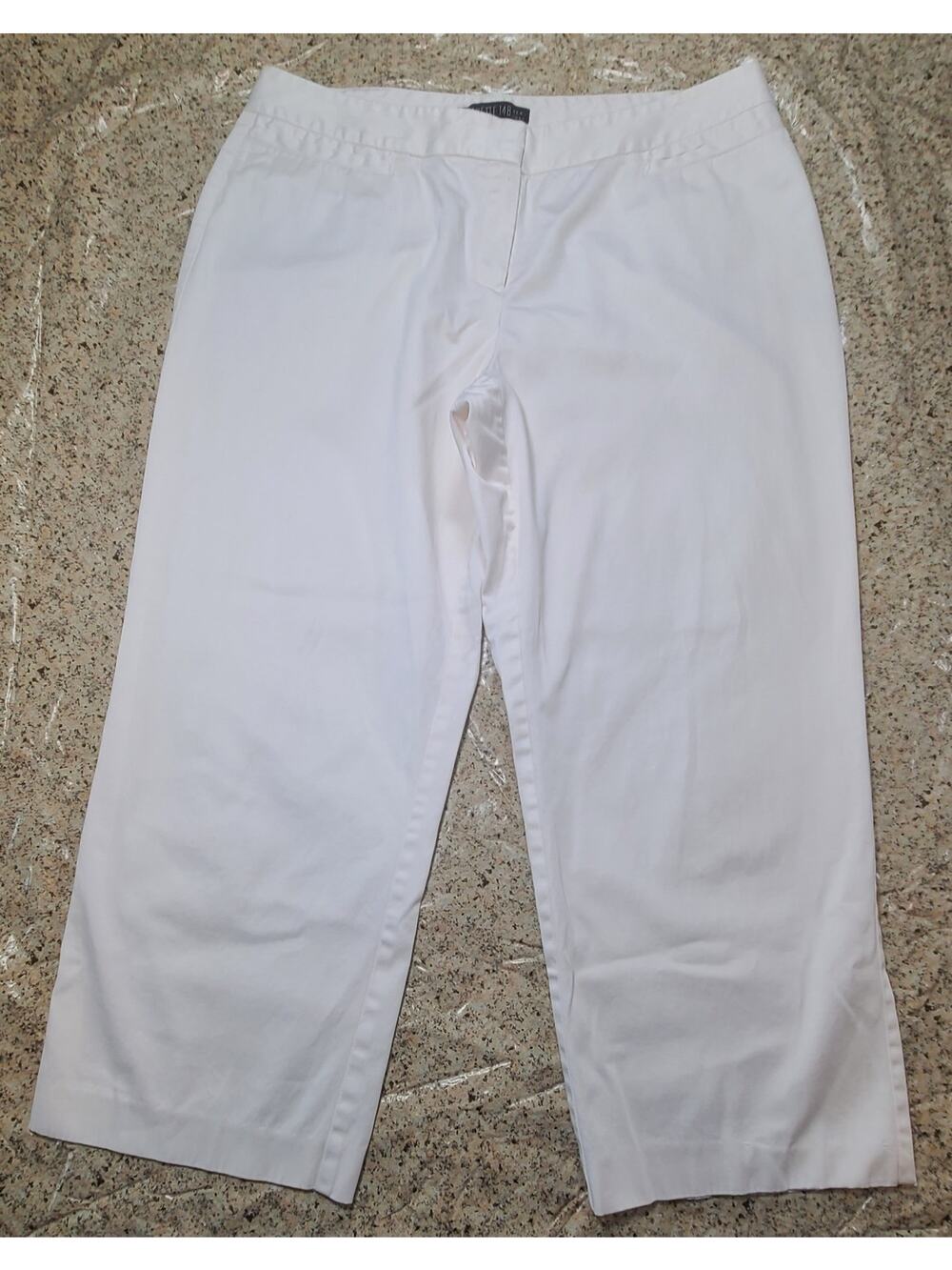 Lafayette 148 Pants Womens Size 12 White Slacks Capri Wide Leg Stretch Casual